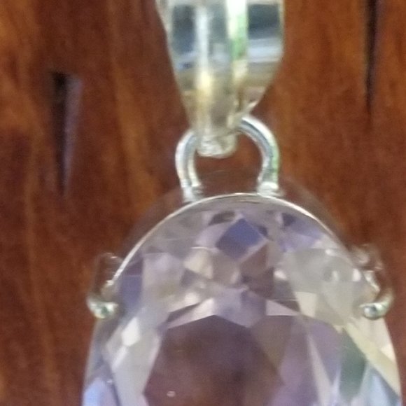 2 Stunning Baby Pink Crystal Pendants Mom and Daughter Set In 925. Silver - Picture 2 of 14